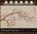中式背景墙梅花花鸟