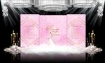 粉色大理石纹主题婚礼舞台效果图