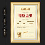 时尚高档金色企业授权证书