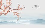 彩雕梅花新中式水墨背景墙