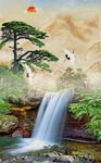 中式迎客松流水生财装饰画