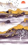 唯美黄色山水装饰画