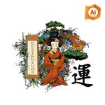 矢量日本传统艺伎