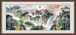 富水长流 山水风景画