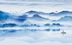 中式水墨山水抽象背景墙