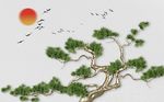 立体古松浮雕背景墙