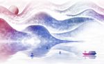 中式风景立体山水画背景墙