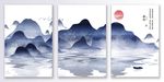 新中式蓝色山水抽象装饰画