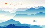 水墨意境山水风景背景墙