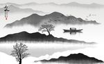 中式意境山水画背景墙
