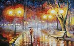 创意油画公园雨中散步背景墙