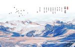 水墨国画抽象山水风景背景墙