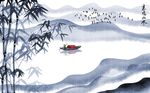 中式抽象水墨竹子山水客厅背景墙