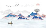 抽象山水情风景背景墙