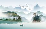 中式山水情景色背景墙