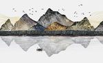 抽象浮雕立体石纹山水背景墙