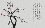 现代花朵小鸟树背景墙