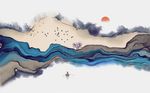 中式意境抽象山水背景墙