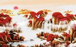 中式国画高山流水背景墙