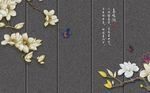 中式笔花鸟背景墙
