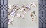 现代简约花鸟花鸟背景墙