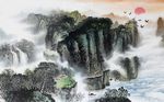中式水墨山水背景墙