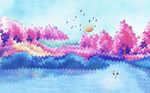 意境彩色水墨山水风景画背景墙