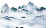 中式水墨抽象山水背景墙