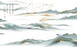 新中式水墨烟雾山水艺术背景墙