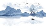 新中式水墨山水背景墙