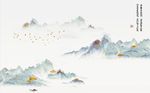 中式水墨山水背景墙