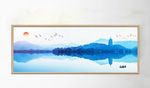 中式蓝色风景山水画装饰画