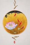 中式浮雕立体荷花游鱼装饰画