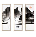 中式高山流水风景山水装饰画