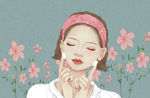插画 美容 护肤品 美女 女性