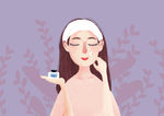 插画 美容 护肤品 美女 女性