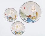 中式手绘水墨荷花鲤鱼装饰画