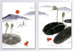 莲花金鱼水墨装饰画