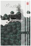 中国风水墨淡彩民俗风景装饰画