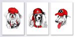 北欧动物狗狗红色帽子红色装饰画