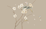 蝶恋花中式国画玄关屏风背景底纹
