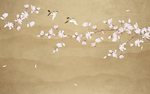中式广玉兰花鸟中式玄关屏风背景
