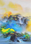 抽象油画 抽象玄关背景 竖版