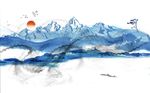 新中式意境水墨山水国画背景墙