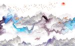 中式唯美意境山水背景墙