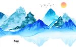 新中式山水背景墙