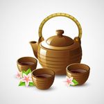 矢量茶壶与茶杯