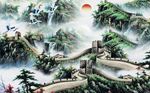 中式江山如画万里长城国画背景墙