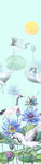 手绘水彩荷花白鹤服装印花图案
