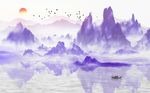 唯美意境风景水墨山水画背景墙